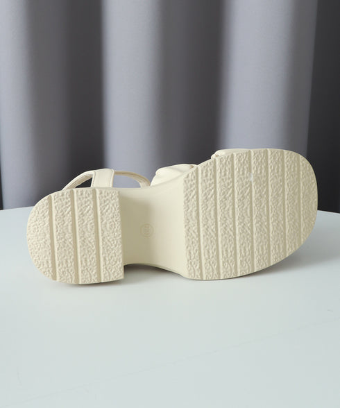 厚底サンダル 太ヒール クロスベルト 夏 レディース コンフォート チャンキーヒール 美脚 歩きやすい カジュアル シンプル 大人可愛いギャザー 海旅行 リゾート 99GYXC-092