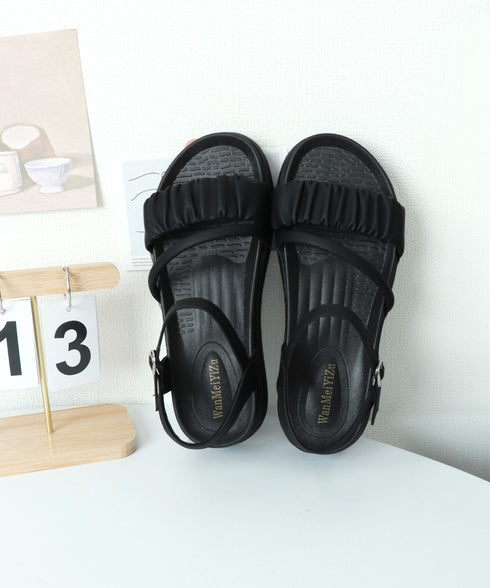 厚底サンダル レディース 美脚 夏靴 フラットサンダル ボリュームソール コンフォート ギャザー 軽量 可愛い 韓国風 カジュアル おしゃれ フェミニン 旅行 99GYXC-095