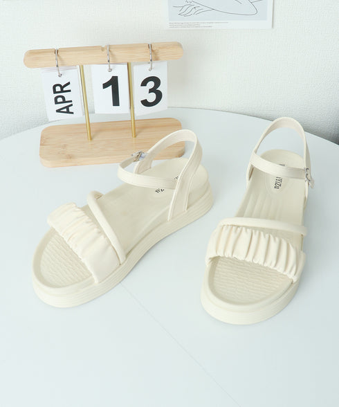 厚底サンダル レディース 美脚 夏靴 フラットサンダル ボリュームソール コンフォート ギャザー 軽量 可愛い 韓国風 カジュアル おしゃれ フェミニン 旅行 99GYXC-095