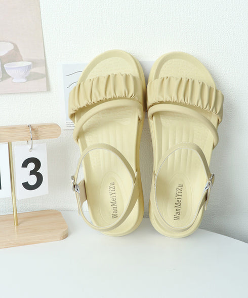 厚底サンダル レディース 美脚 夏靴 フラットサンダル ボリュームソール コンフォート ギャザー 軽量 可愛い 韓国風 カジュアル おしゃれ フェミニン 旅行 99GYXC-095