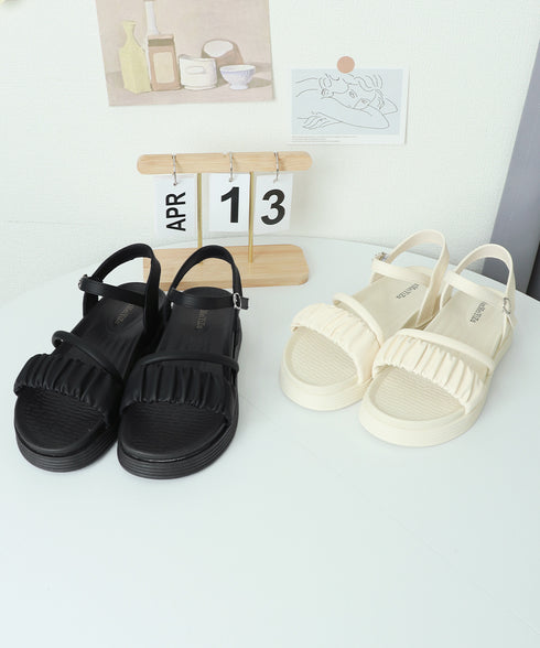 厚底サンダル レディース 美脚 夏靴 フラットサンダル ボリュームソール コンフォート ギャザー 軽量 可愛い 韓国風 カジュアル おしゃれ フェミニン 旅行 99GYXC-095