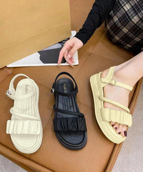 厚底サンダル レディース 美脚 夏靴 フラットサンダル ボリュームソール コンフォート ギャザー 軽量 可愛い 韓国風 カジュアル おしゃれ フェミニン 旅行 99GYXC-095