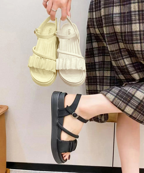 厚底サンダル レディース 美脚 夏靴 フラットサンダル ボリュームソール コンフォート ギャザー 軽量 可愛い 韓国風 カジュアル おしゃれ フェミニン 旅行 99GYXC-095