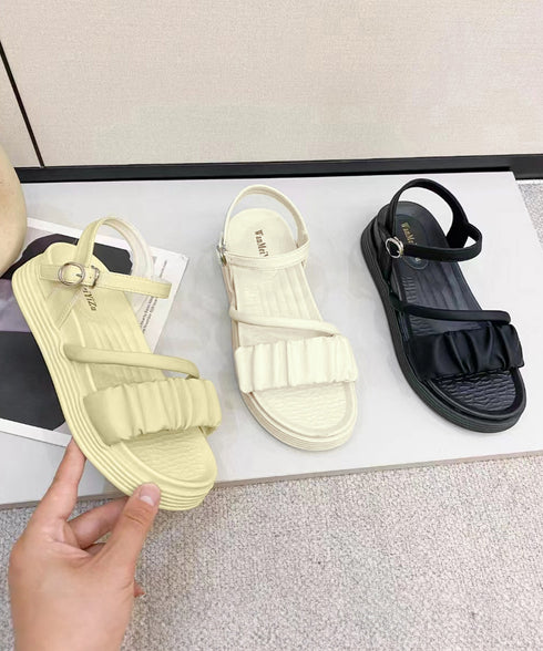 厚底サンダル レディース 美脚 夏靴 フラットサンダル ボリュームソール コンフォート ギャザー 軽量 可愛い 韓国風 カジュアル おしゃれ フェミニン 旅行 99GYXC-095