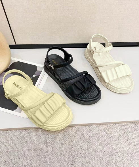 厚底サンダル レディース 美脚 夏靴 フラットサンダル ボリュームソール コンフォート ギャザー 軽量 可愛い 韓国風 カジュアル おしゃれ フェミニン 旅行 99GYXC-095