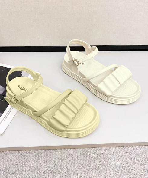 厚底サンダル レディース 美脚 夏靴 フラットサンダル ボリュームソール コンフォート ギャザー 軽量 可愛い 韓国風 カジュアル おしゃれ フェミニン 旅行 99GYXC-095