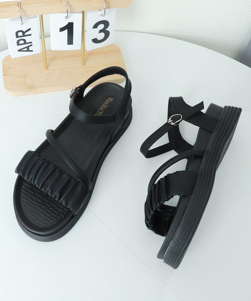 厚底サンダル レディース 美脚 夏靴 フラットサンダル ボリュームソール コンフォート ギャザー 軽量 可愛い 韓国風 カジュアル おしゃれ フェミニン 旅行 99GYXC-095