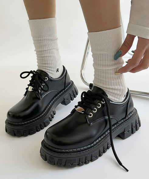 厚底 ローファー 編み上げ 韓国風 レディース マニッシュ ドレスシューズ レザー調 シンプル 歩きやすい カジュアル 大人 可愛い クラシック オルチャン 99GYXC-098