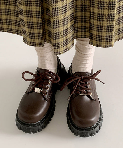 厚底 ローファー 編み上げ 韓国風 レディース マニッシュ ドレスシューズ レザー調 シンプル 歩きやすい カジュアル 大人 可愛い クラシック オルチャン 99GYXC-098