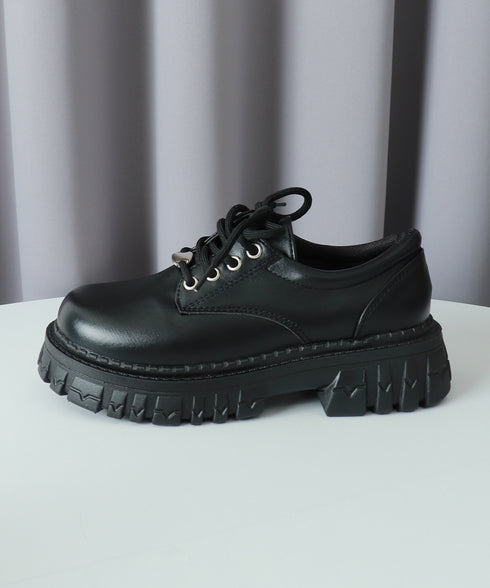 厚底 ローファー 編み上げ 韓国風 レディース マニッシュ ドレスシューズ レザー調 シンプル 歩きやすい カジュアル 大人 可愛い クラシック オルチャン 99GYXC-098