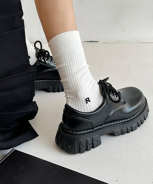 厚底 ローファー 編み上げ 韓国風 レディース マニッシュ ドレスシューズ レザー調 シンプル 歩きやすい カジュアル 大人 可愛い クラシック オルチャン 99GYXC-098