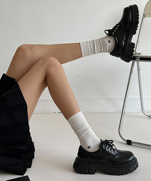 厚底 ローファー 編み上げ 韓国風 レディース マニッシュ ドレスシューズ レザー調 シンプル 歩きやすい カジュアル 大人 可愛い クラシック オルチャン 99GYXC-098