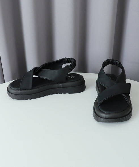 厚底サンダル クロスベルト 韓国 夏靴 レディース フラットソール コンフォートサンダル 美脚脚長 カジュアル おしゃれ 大人可愛い 海旅行 トラベル リゾート 99GYXC-099