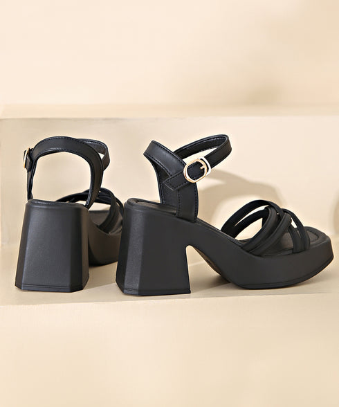 サンダル 厚底太ヒール クロスストラップ レディース 韓国風 スクエアトゥ チャンキーヒール アンクルベルト 人気 セクシー 大人きれいめ おしゃれ 旅行トラベル 99GYXC-100