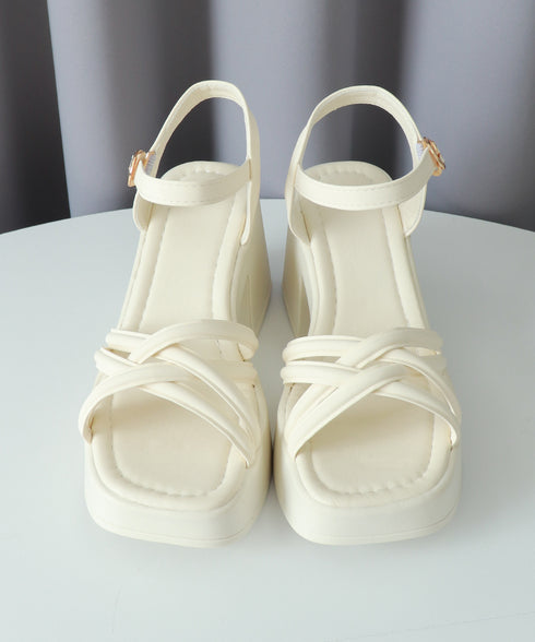 サンダル 厚底太ヒール クロスストラップ レディース 韓国風 スクエアトゥ チャンキーヒール アンクルベルト 人気 セクシー 大人きれいめ おしゃれ 旅行トラベル 99GYXC-100