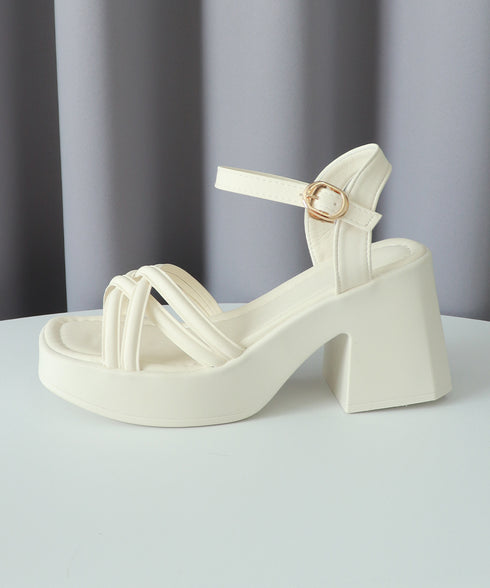 サンダル 厚底太ヒール クロスストラップ レディース 韓国風 スクエアトゥ チャンキーヒール アンクルベルト 人気 セクシー 大人きれいめ おしゃれ 旅行トラベル 99GYXC-100