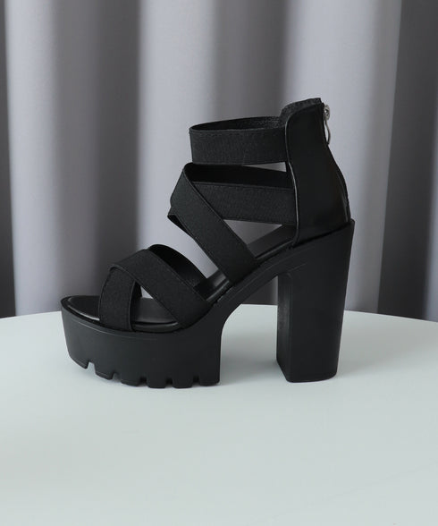 ハイヒールサンダル 厚底 ブーツサンダル レディース ストラップサンダル バックジップ 履きやすい おしゃれ セクシー 美脚 大人可愛い 海旅行 人気リゾートくつ 99GYXC-105