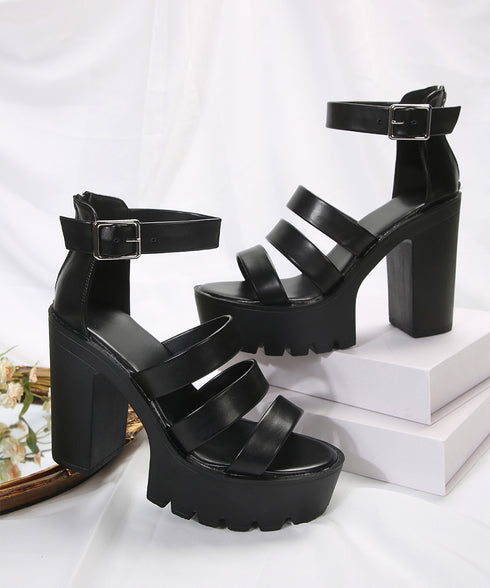 厚底ハイヒール サンダル レディース夏 太ヒール アンクルベルト 履きやすい セクシー 厚底ソール 美脚 脚長 大人 人気 オシャレ カジュアル 夏靴 新作 99GYXC-106