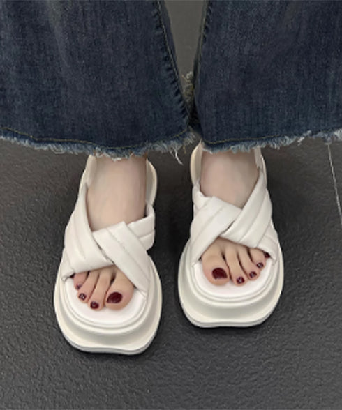 厚底サンダル ミュールサンダル 夏新作 レディース 美脚 クロスベルト サマー コンフォート サンダル カジュアル おしゃれ 大人可愛い 海旅行 リゾート 99GYXC-107