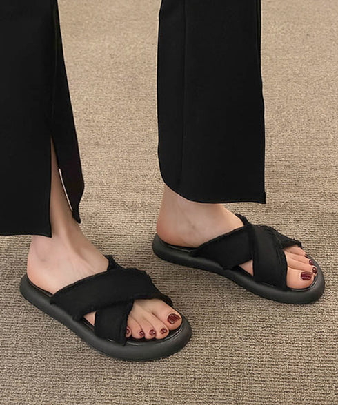 ミュールサンダル クロスベルト 美脚 レディース サマーサンダル フラットサンダル ぺたんこ 履きやすい カジュアルシューズ オルチャン 歩きやすい おしゃれ 99GYXC-109