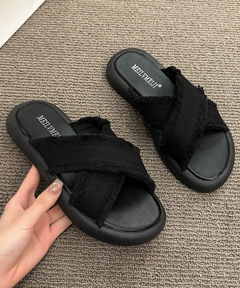 ミュールサンダル クロスベルト 美脚 レディース サマーサンダル フラットサンダル ぺたんこ 履きやすい カジュアルシューズ オルチャン 歩きやすい おしゃれ 99GYXC-109