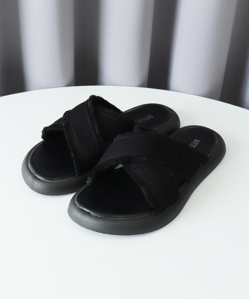 ミュールサンダル クロスベルト 美脚 レディース サマーサンダル フラットサンダル ぺたんこ 履きやすい カジュアルシューズ オルチャン 歩きやすい おしゃれ 99GYXC-109