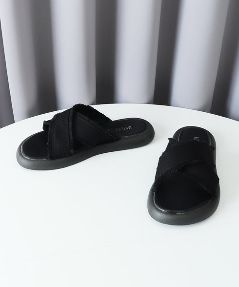 ミュールサンダル クロスベルト 美脚 レディース サマーサンダル フラットサンダル ぺたんこ 履きやすい カジュアルシューズ オルチャン 歩きやすい おしゃれ 99GYXC-109