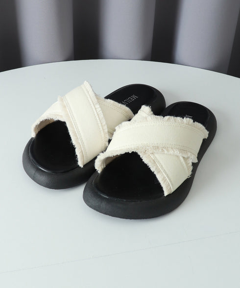 ミュールサンダル クロスベルト 美脚 レディース サマーサンダル フラットサンダル ぺたんこ 履きやすい カジュアルシューズ オルチャン 歩きやすい おしゃれ 99GYXC-109