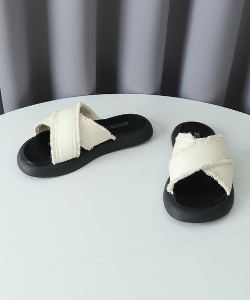 ミュールサンダル クロスベルト 美脚 レディース サマーサンダル フラットサンダル ぺたんこ 履きやすい カジュアルシューズ オルチャン 歩きやすい おしゃれ 99GYXC-109