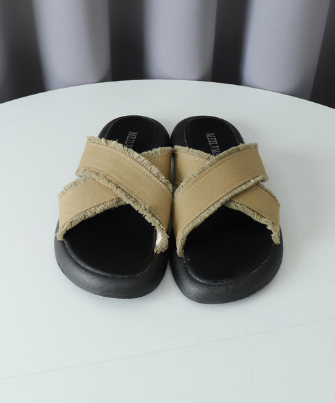 ミュールサンダル クロスベルト 美脚 レディース サマーサンダル フラットサンダル ぺたんこ 履きやすい カジュアルシューズ オルチャン 歩きやすい おしゃれ 99GYXC-109