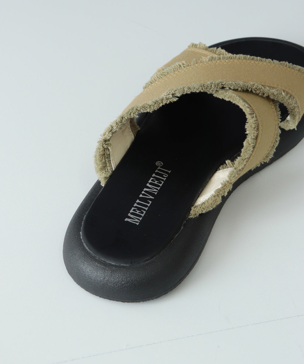 ミュールサンダル クロスベルト 美脚