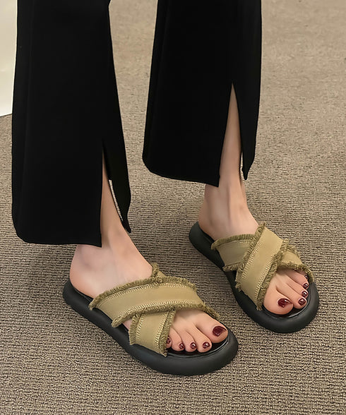 ミュールサンダル クロスベルト 美脚 レディース サマーサンダル フラットサンダル ぺたんこ 履きやすい カジュアルシューズ オルチャン 歩きやすい おしゃれ 99GYXC-109