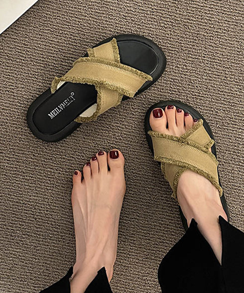 ミュールサンダル クロスベルト 美脚 レディース サマーサンダル フラットサンダル ぺたんこ 履きやすい カジュアルシューズ オルチャン 歩きやすい おしゃれ 99GYXC-109