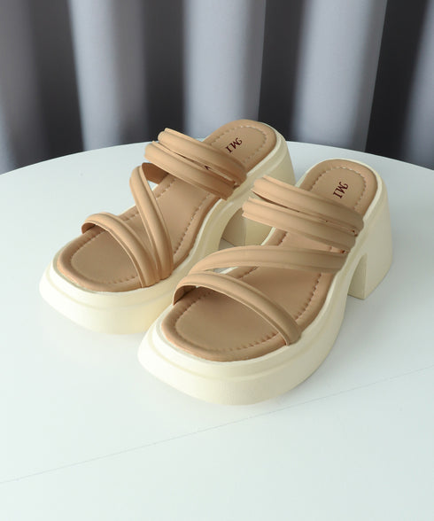 ミュールサンダル 厚底 太ヒール 美脚夏 レディース ストラップ ヒールサンダル チャンキーヒール おしゃれ カジュアル 大人可愛い フェミニン 海旅行 トラベル 99GYXC-111