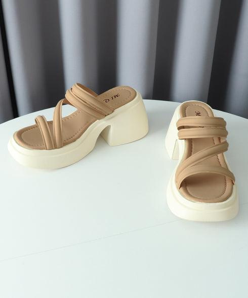 ミュールサンダル 厚底 太ヒール 美脚夏 レディース ストラップ ヒールサンダル チャンキーヒール おしゃれ カジュアル 大人可愛い フェミニン 海旅行 トラベル 99GYXC-111