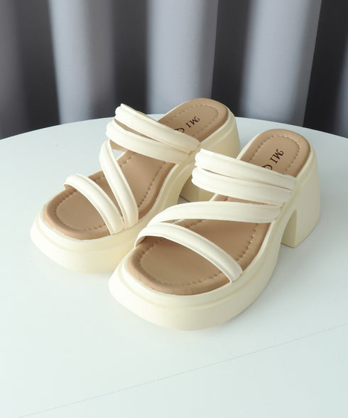 ミュールサンダル 厚底 太ヒール 美脚夏 レディース ストラップ ヒールサンダル チャンキーヒール おしゃれ カジュアル 大人可愛い フェミニン 海旅行 トラベル 99GYXC-111