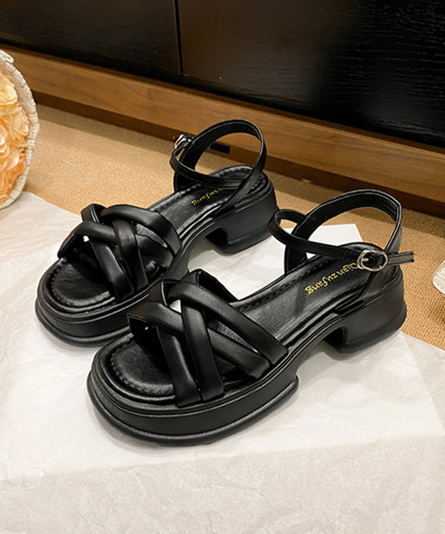 ストラップサンダル レディース 太ヒール 厚底サンダル ボリュームソール 編みベルト オルチャン 美脚 カジュアル お洒落 可愛い 痛くない 履きやすい 99GYXC-120