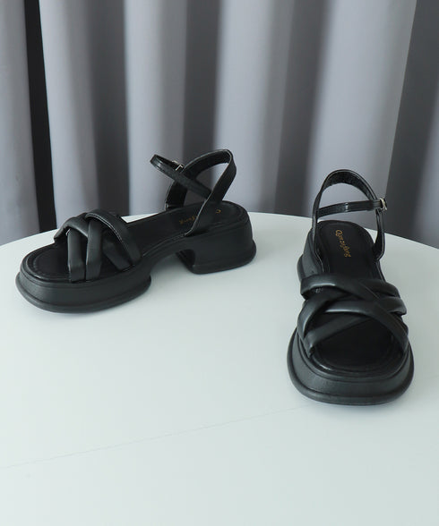 ストラップサンダル レディース 太ヒール 厚底サンダル ボリュームソール 編みベルト オルチャン 美脚 カジュアル お洒落 可愛い 痛くない 履きやすい 99GYXC-120