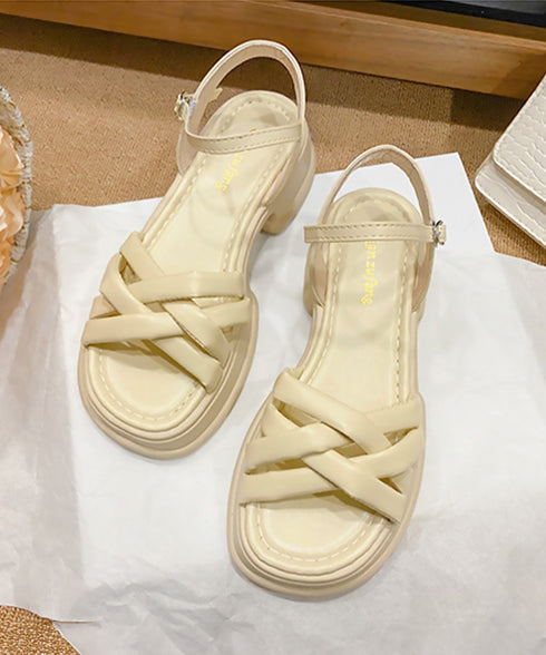 ストラップサンダル レディース 太ヒール 厚底サンダル ボリュームソール 編みベルト オルチャン 美脚 カジュアル お洒落 可愛い 痛くない 履きやすい 99GYXC-120