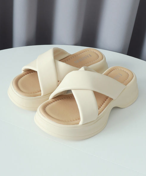 厚底サンダル レディース スリッパ ミュールサンダル コンフォート クロスベルト ボリュームソール オルチャン 歩きやすい 疲れない お洒落 99GYXC-123