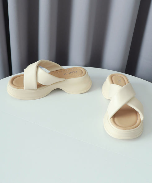 厚底サンダル レディース スリッパ ミュールサンダル コンフォート クロスベルト ボリュームソール オルチャン 歩きやすい 疲れない お洒落 99GYXC-123