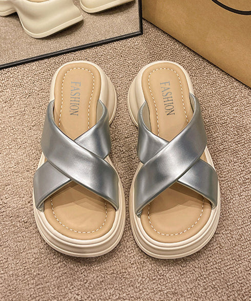 厚底サンダル レディース スリッパ ミュールサンダル コンフォート クロスベルト ボリュームソール オルチャン 歩きやすい 疲れない お洒落 99GYXC-123