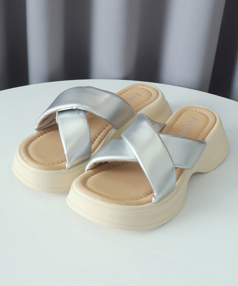 厚底サンダル レディース スリッパ ミュールサンダル コンフォート クロスベルト ボリュームソール オルチャン 歩きやすい 疲れない お洒落 99GYXC-123