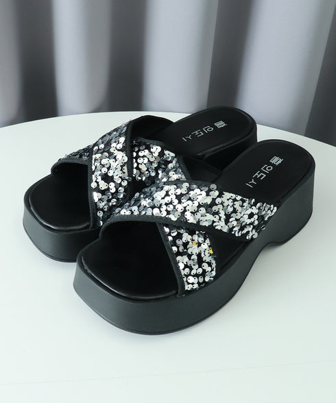 厚底サンダル ミュールサンダル 夏 美脚 レディース サマー クロスサンダル スリッパサンダル ビーチサンダル キラキラ 海 疲れない 歩きやすい カジュアル 99GYXC-124