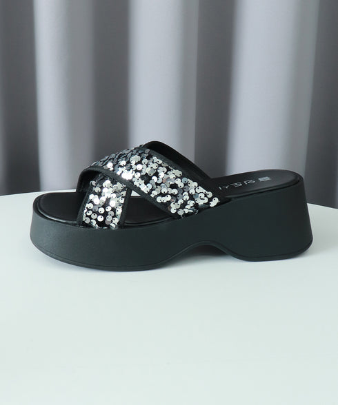 厚底サンダル ミュールサンダル 夏 美脚 レディース サマー クロスサンダル スリッパサンダル ビーチサンダル キラキラ 海 疲れない 歩きやすい カジュアル 99GYXC-124