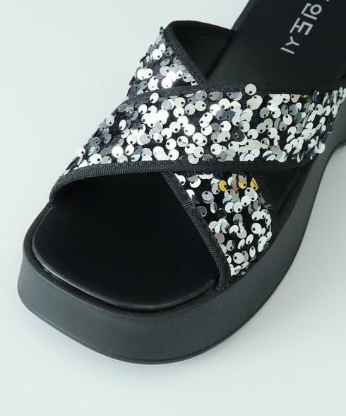 厚底サンダル ミュールサンダル 夏 美脚 レディース サマー クロスサンダル スリッパサンダル ビーチサンダル キラキラ 海 疲れない 歩きやすい カジュアル 99GYXC-124