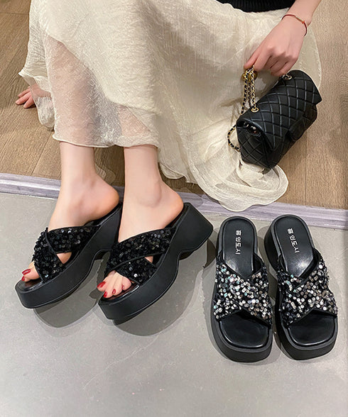 厚底サンダル ミュールサンダル 夏 美脚 レディース サマー クロスサンダル スリッパサンダル ビーチサンダル キラキラ 海 疲れない 歩きやすい カジュアル 99GYXC-124