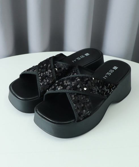 厚底サンダル ミュールサンダル 夏 美脚 レディース サマー クロスサンダル スリッパサンダル ビーチサンダル キラキラ 海 疲れない 歩きやすい カジュアル 99GYXC-124