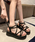 厚底 ストラップサンダル 美脚 夏靴 レディース コンフォート サンダル ビーチサンダル カジュアル おしゃれ 大人可愛い フェミニン 海 旅行 リゾートくつ 99GYXC-125