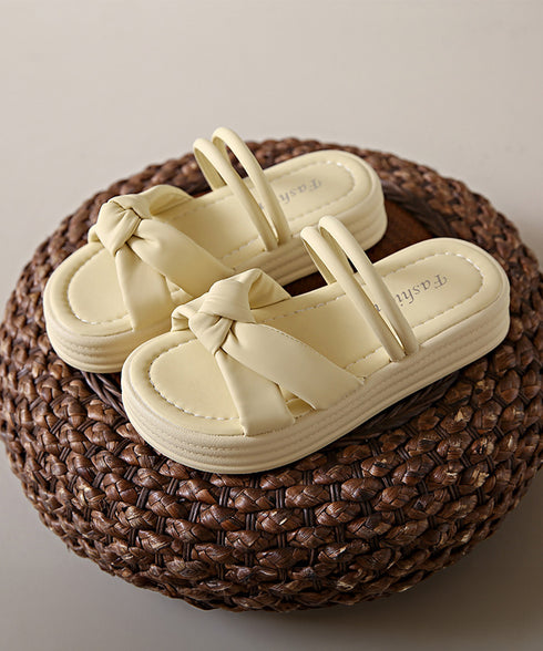 厚底サンダル レディース リボン ストラップサンダル ボリュームソール ミュールサンダル フラット 疲れない 履きやすい お洒落 コンフォート 99GYXC-126